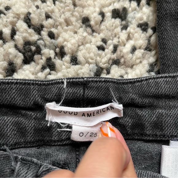 Good American straight leg distressed black gray jeans size 25 - Picture 8 of 9